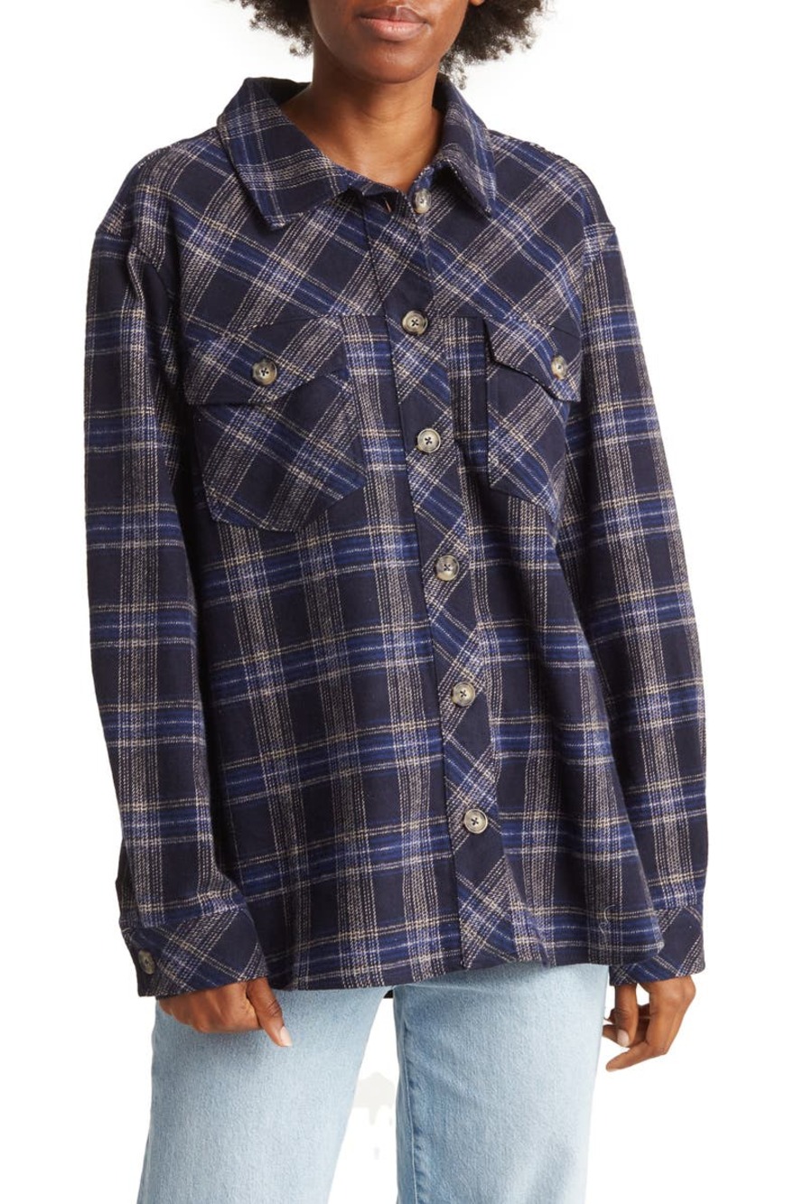 NORDSTROM SANCTUARY 🆕 Blue Plaid Shacket | Oversized Flannel Jacket